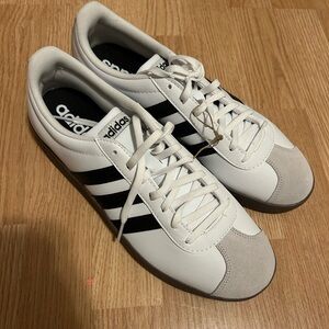 Adidas Men's White and Black Striped Sneakers